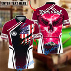 BlueJose Billiards 8-Ball Patriotic Eagle Lightning Design Customized Name, Team Name 3D Shirt (4 Colors)