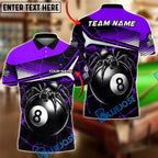 BlueJose Billiards 8-Ball Black Spider Web Personalized Name, Team Name Unisex Shirt (4 Colors)
