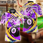 BlueJose Billiards 8-Ball Leopard Splash Paint Personalized Name, Team Name Unisex Shirt (6 Colors)