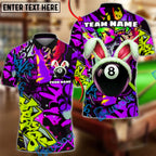 BlueJose Billiards Graffiti 8 Ball Bunny Style Personalized Name Shirt (4 Colors)