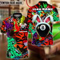 BlueJose Billiards Graffiti 8 Ball Bunny Style Personalized Name Shirt (4 Colors)