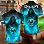 BlueJose Billiards 8 Ball Grim Reaper Hellfire Personalized Name Shirt (4 Colors)