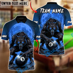 BlueJose Billiards 8 Ball Wolf Blood Moon Personalized Name Shirt (4 Colors)