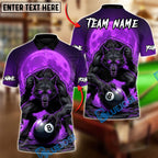 BlueJose Billiards 8 Ball Wolf Blood Moon Personalized Name Shirt (4 Colors)