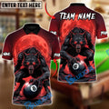 BlueJose Billiards 8 Ball Wolf Blood Moon Personalized Name Shirt (4 Colors)