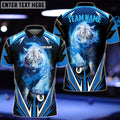 BlueJose Billiards Ball 8 Thunder White Tiger Personalized Name, Team Name Shirt (4 Colors)