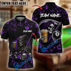 BlueJose Billiards Ball 8 Death Skeleton & Beer Personalized Shirt (6 Colors)