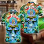 BlueJose Billiards Ball 8 Flame Hollow Skull Personalized Name, Team Name Unisex Shirt (4 Colors)