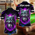 BlueJose Billiards 8 Ball Fire Alpha Wolf Personalized Name Shirt (4 Colors)
