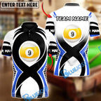 BlueJose Billiards 9 Ball Athletic Racing Speed Lines Personalized Name Shirt (4 Colors)