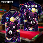 BlueJose Billiards Scary Teddy Bear With 8 Ball Design Personalized Name Shirt (4 Colors)