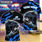 BlueJose Billiards Flaming Angry Black Panther 8 Ball Design Personalized Name Shirt (4 Colors)