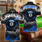 BlueJose Billiards Butterfly 8 Ball Pool Crack Design Personalized Name Shirt (4 Colors)