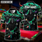 BlueJose Billiards Thunder Reaper Ball Flying Design Personalized Name Shirt (4 Colors)