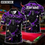 BlueJose Billiards Thunder Reaper Ball Flying Design Personalized Name Shirt (4 Colors)