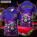 BlueJose Billiards 8 Ball Raccoon Paint Splash Personalized Name Shirt (4 Colors)