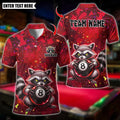 BlueJose Billiards 8 Ball Raccoon Paint Splash Personalized Name Shirt (4 Colors)