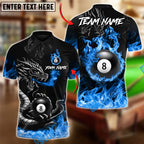 BlueJose Billiards 8 Ball Inferno Fire Dragon Personalized Name Shirt (4 Colors)