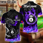 BlueJose Billiards 8 Ball Inferno Fire Dragon Personalized Name Shirt (4 Colors)