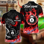 BlueJose Billiards 8 Ball Inferno Fire Dragon Personalized Name Shirt (4 Colors)