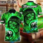 BlueJose Billiards 8 Ball Hellfire Grim Reaper Personalized Name Shirt (4 Colors)