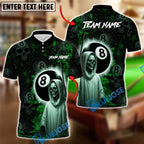BlueJose Billiards 8 Ball Gothic Skull Personalized Name, Team Name Unisex Shirt (4 Colors)