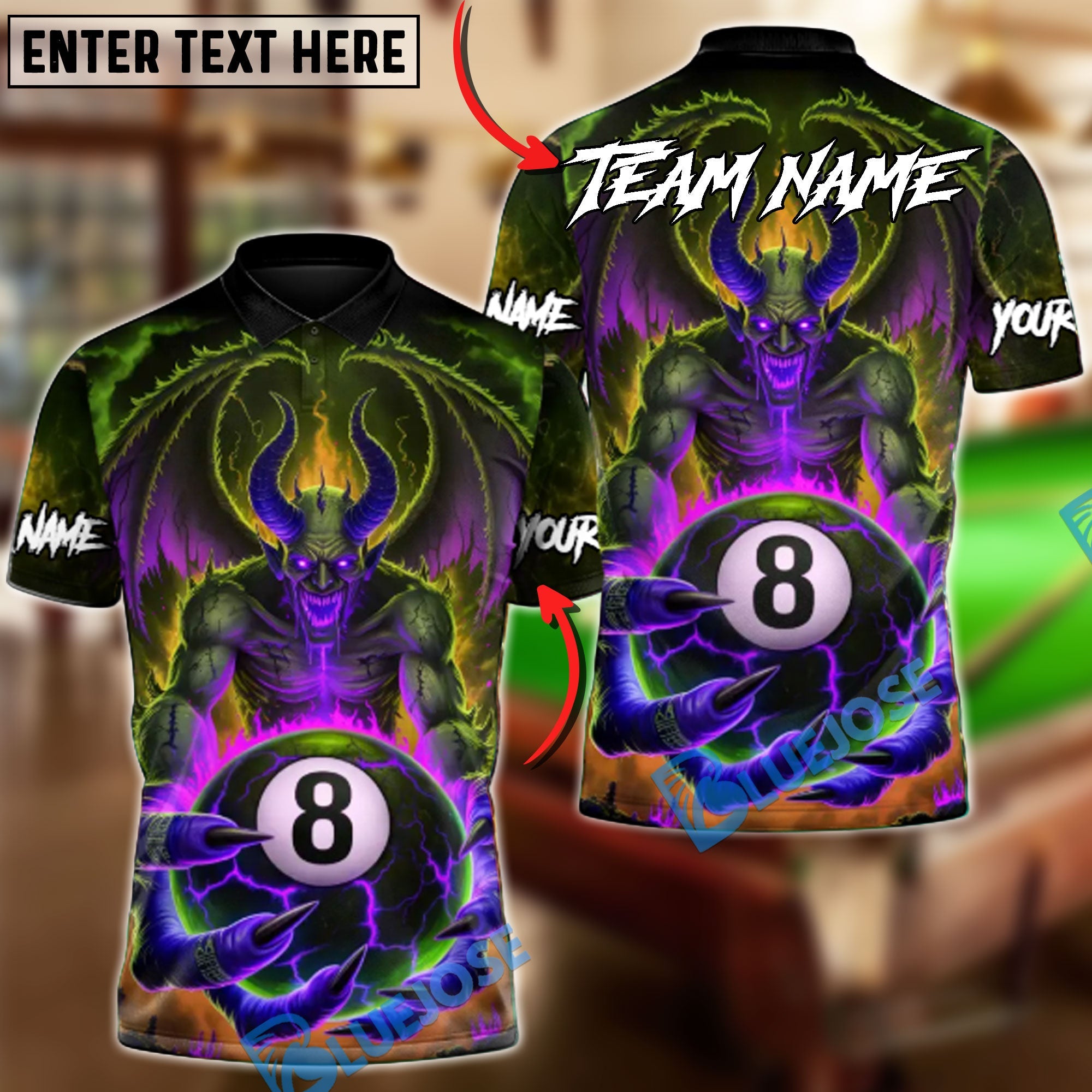 BlueJose Billiards Ball 8 The Final Shot of the Black Devil Customized Name, Team Name 3D Shirt (4 Colors)