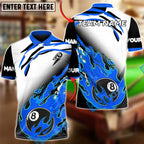 BlueJose Billiards Ball 8 Lightning Break Inferno Customized Name, Team Name 3D Shirt (4 Colors)
