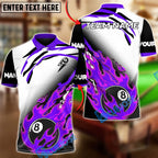 BlueJose Billiards Ball 8 Lightning Break Inferno Customized Name, Team Name 3D Shirt (4 Colors)