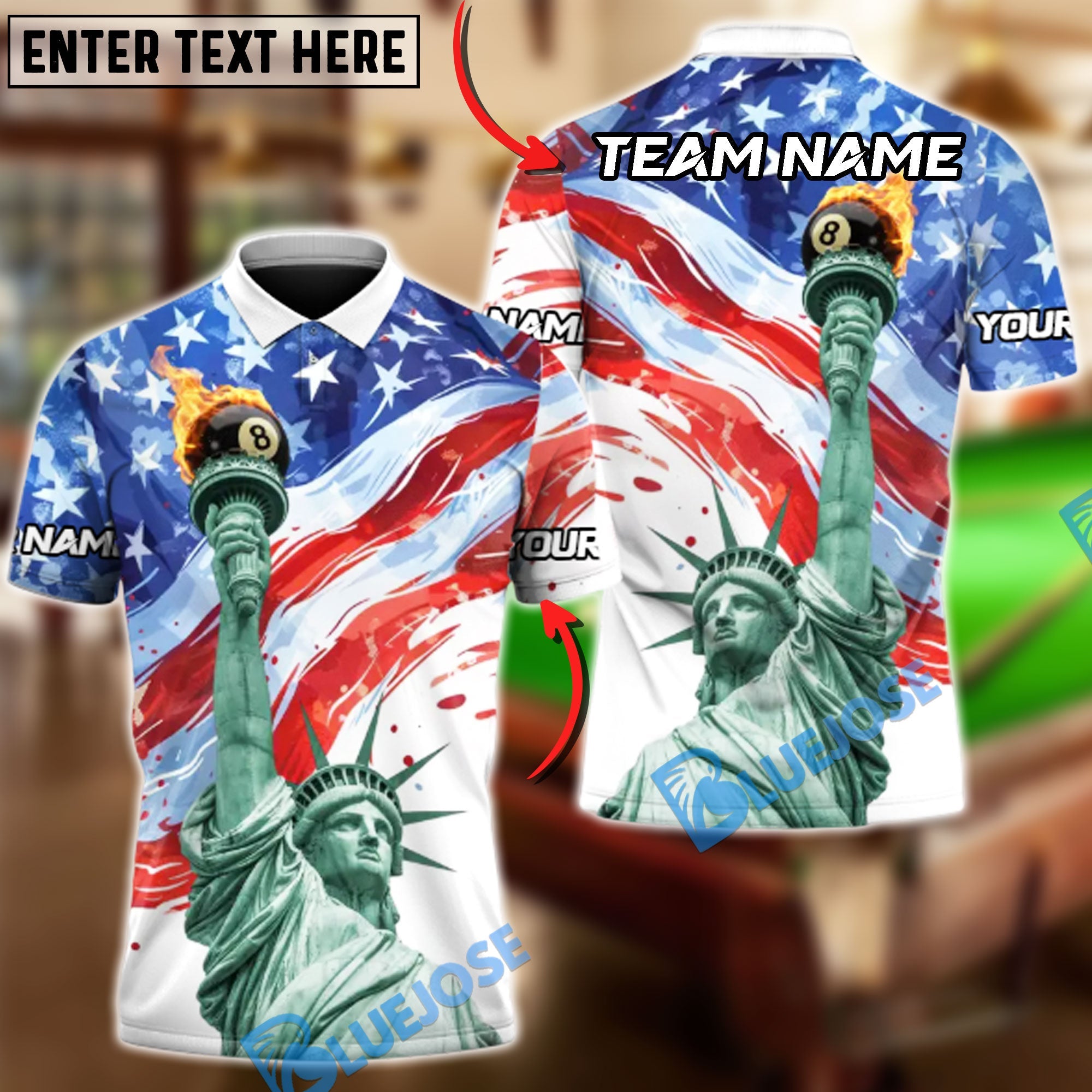BlueJoses Billiards Ball 8 Freedom‚Äôs Final Shot Customized Name, Team Name 3D Shirt