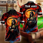 BlueJose Billiards 8 Ball Underworld Skeleton Gothic Rose Personalized Name Shirt (4 Colors)