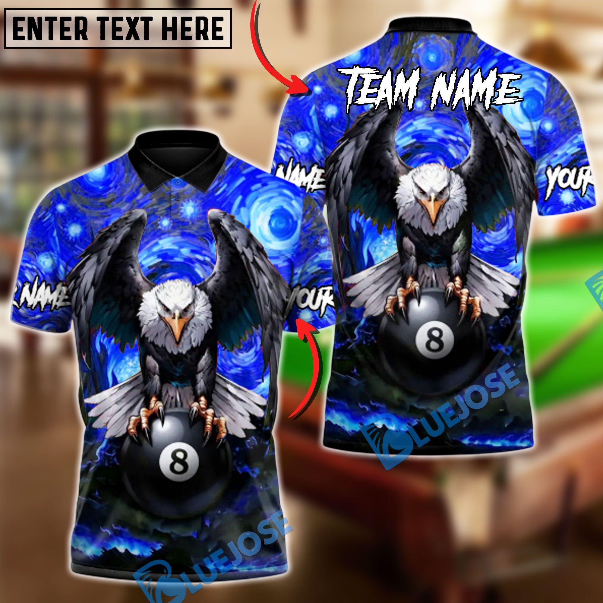 BlueJose Billiards Ball 8 Eagle of the Final Frame Customized Name, Team Name 3D Shirt (6 Colors)