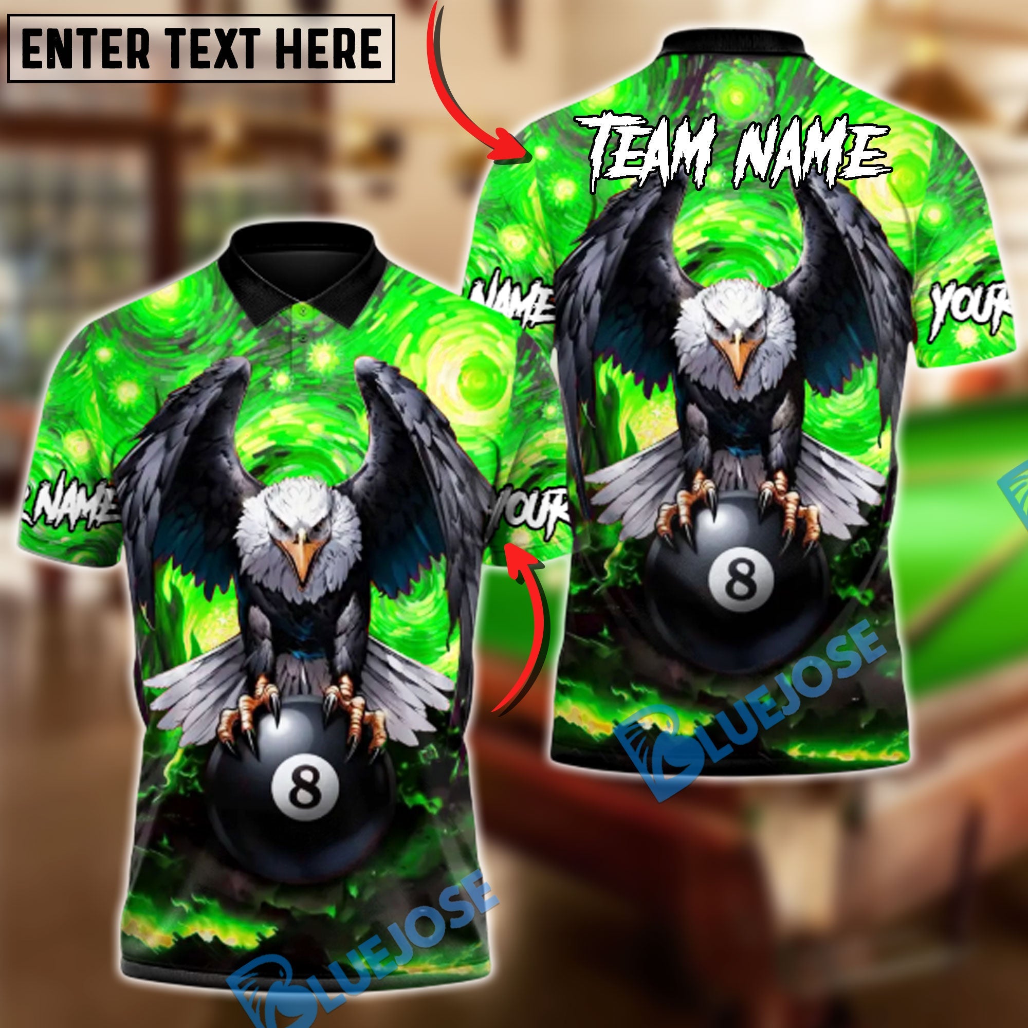 BlueJose Billiards Ball 8 Eagle of the Final Frame Customized Name, Team Name 3D Shirt (6 Colors)