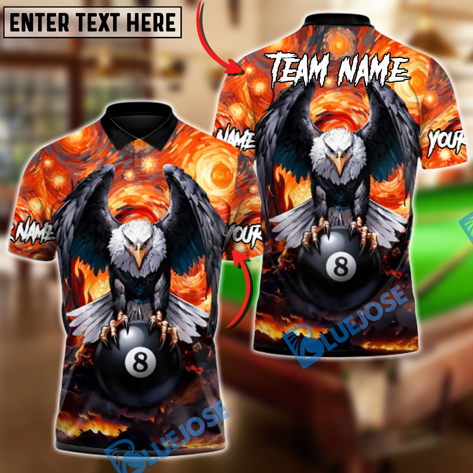 BlueJose Billiards Ball 8 Eagle of the Final Frame Customized Name, Team Name 3D Shirt (6 Colors)
