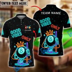 BlueJose Billiards 8-Ball Good Vibes Neon Crown Personalized Name Shirt (4 Colors)