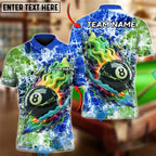 BlueJose Billiards 8-Ball Electro Flame Customized Name, Team Name 3D Shirt (4 Colors)