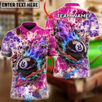 BlueJose Billiards 8-Ball Electro Flame Customized Name, Team Name 3D Shirt (4 Colors)