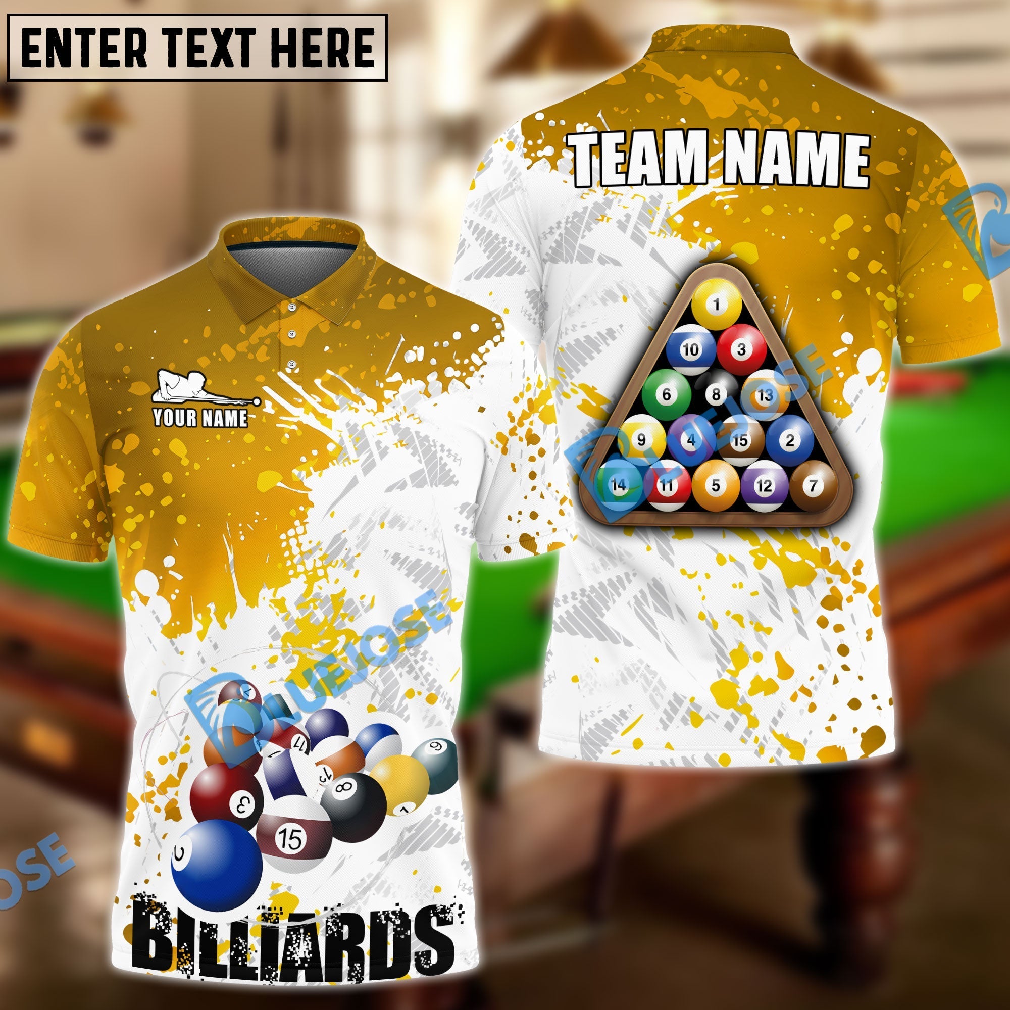 BlueJose Billiards Ball 8 Retro Paint Style Personalized Name, Team Name Unisex Shirt ( 4 Colors )