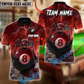 BlueJose Billiards Spider Widow of the 8 Ball Customized Name, Team Name 3D Shirt (6 Colors)