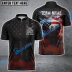 BlueJose Billiards 8 Ball Smoke American Flag Personalized Name, Team Name Shirt