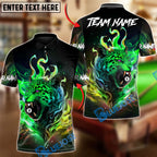 BlueJose Billiards Badass Neon Jaguar Biting 8-Ball Personalized Name Shirt (4 Colors)