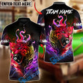 BlueJose Billiards Badass Neon Jaguar Biting 8-Ball Personalized Name Shirt (4 Colors)