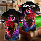BlueJose Billiards Badass Neon Jaguar Biting 8-Ball Personalized Name Shirt (4 Colors)
