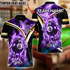 BlueJose Billiards Ball 8 Flaming Cool Personalized Name, Team Name Unisex Shirt (4 Colors)