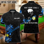 BlueJose Billiards Poker Skull Personalized Name Unisex Shirt (6 Colors)