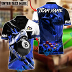 BlueJose Billiards 8-Ball Crimson T-Rex Fury Customized Name, Team Name 3D Shirt (4 Colors)