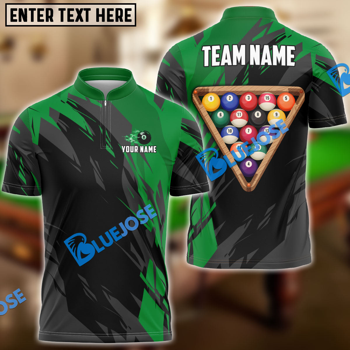 BlueJose Billiards Ball 8 Victory Rack  Personalized Name, Team Name Unisex Shirt (6 Colors)