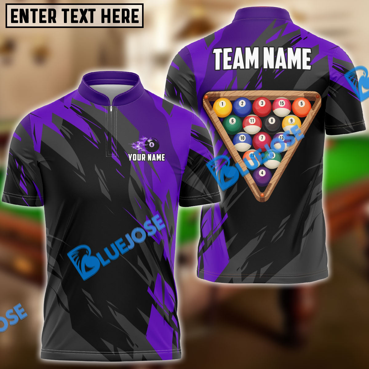 BlueJose Billiards Ball 8 Victory Rack  Personalized Name, Team Name Unisex Shirt (6 Colors)