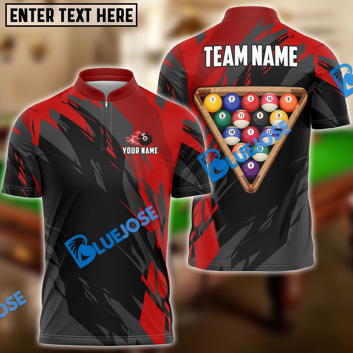 BlueJose Billiards Ball 8 Victory Rack  Personalized Name, Team Name Unisex Shirt (6 Colors)