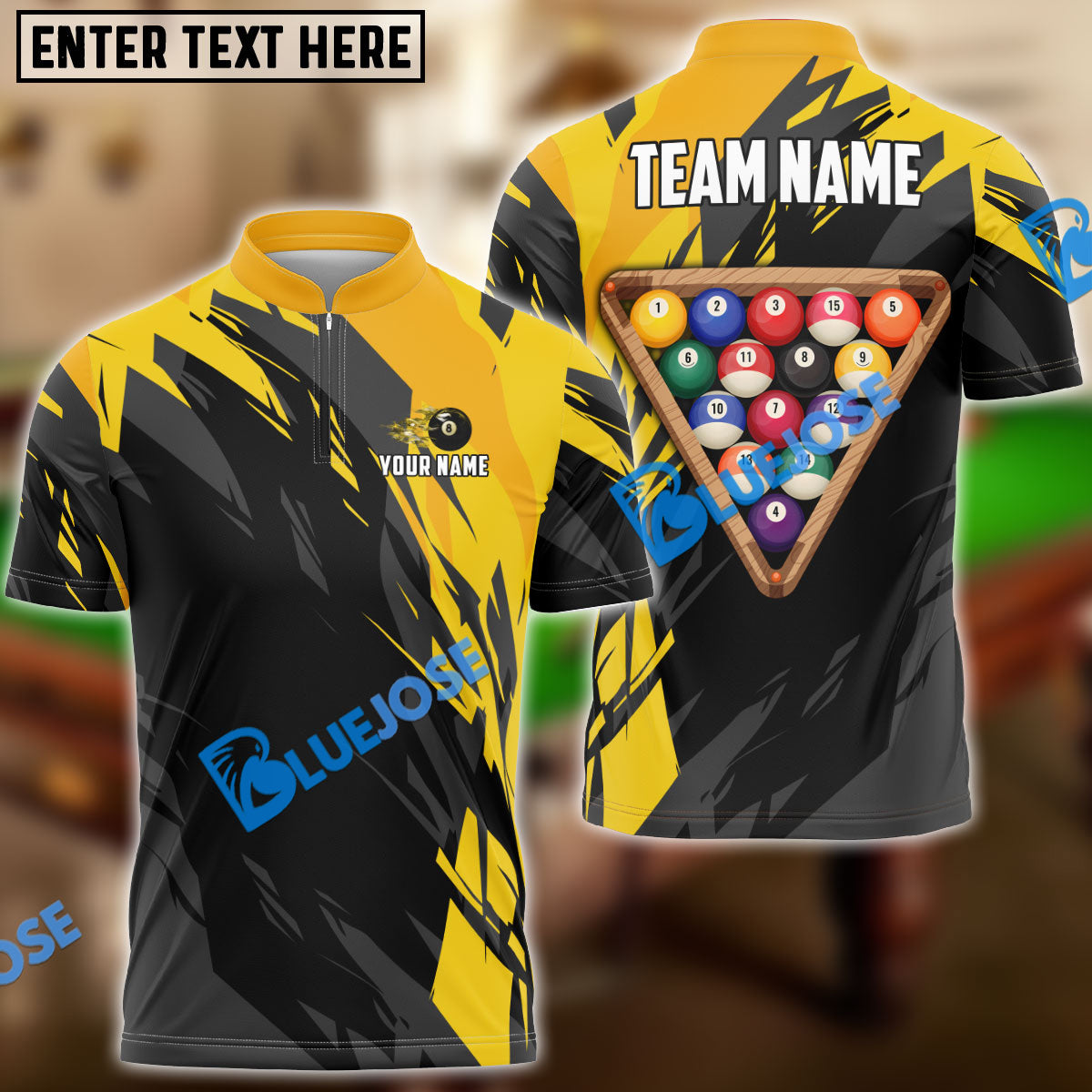 BlueJose Billiards Ball 8 Victory Rack  Personalized Name, Team Name Unisex Shirt (6 Colors)